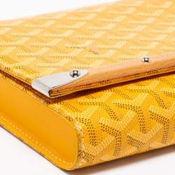 Pre Owned Goyard Yellow Goyardine Coated Canvas Monte Carlo Bois Clutch
