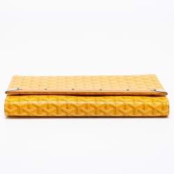 Pre Owned Goyard Yellow Goyardine Coated Canvas Monte Carlo Bois Clutch