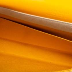 Pre Owned Goyard Yellow Goyardine Coated Canvas Monte Carlo Bois Clutch