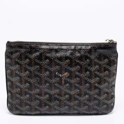 Pre Owned Goyard Black Goyardine Coated Canvas PM Senat Clutch