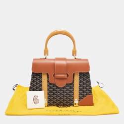 Pre Owned Goyard Brown Goyardine Coated Canvas and Leather Saigon MM Top Handle Bag