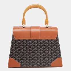 Pre Owned Goyard Brown Goyardine Coated Canvas and Leather Saigon MM Top Handle Bag
