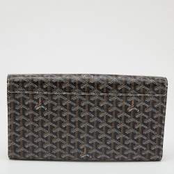 Pre Owned Goyard Brown Goyardine Coated Canvas and Leather Monte Carlo Bois Clutch