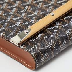 Pre Owned Goyard Brown Goyardine Coated Canvas and Leather Monte Carlo Bois Clutch