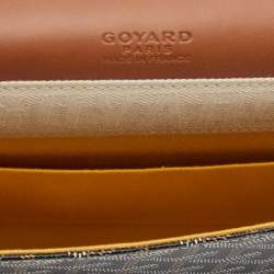 Pre Owned Goyard Brown Goyardine Coated Canvas and Leather Monte Carlo Bois Clutch