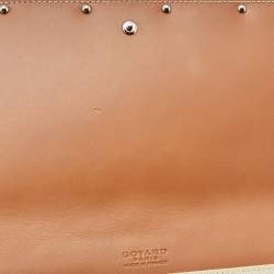 Pre Owned Goyard Brown Goyardine Coated Canvas and Leather Monte Carlo Bois Clutch