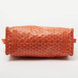 Pre Owned Goyard Orange Goyardine Coated Canvas and Leather PM Hardy Tote