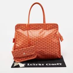 Pre Owned Goyard Orange Goyardine Coated Canvas and Leather PM Hardy Tote