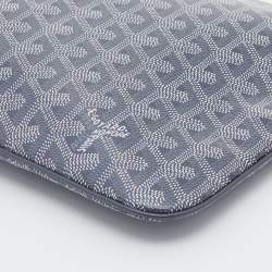 Pre Owned Goyard Grey Goyardine Coated Canvas MM Senat Pouch