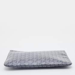 Pre Owned Goyard Grey Goyardine Coated Canvas MM Senat Pouch