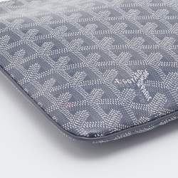 Pre Owned Goyard Grey Goyardine Coated Canvas MM Senat Pouch