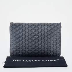 Pre Owned Goyard Grey Goyardine Coated Canvas MM Senat Pouch