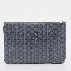 Pre Owned Goyard Grey Goyardine Coated Canvas MM Senat Pouch