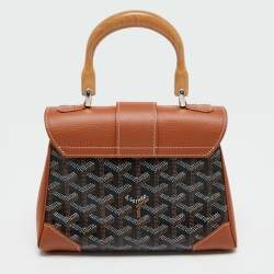 Pre Owned حقيبة بيد علوية جويارد ميني ساجون جلد وكانفاس مقوى جوياردين أسود/بني