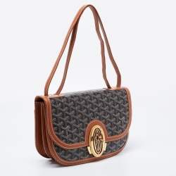 Pre Owned Goyard Brown Goyardine Coated Canvas and Leather 233 PM Shoulder Bag