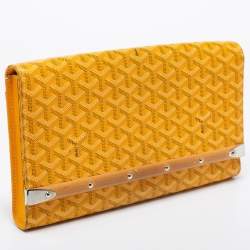Goyard Yellow Goyardine Coated Canvas Monte Carlo Bois Clutch