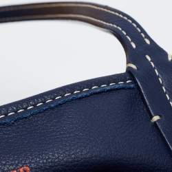 Pre Owned Goyard Navy Blue Goyardine Coated Canvas and Leather Mini Anjou Tote
