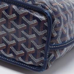 Pre Owned Goyard Navy Blue Goyardine Coated Canvas and Leather Mini Anjou Tote