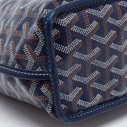Pre Owned Goyard Navy Blue Goyardine Coated Canvas and Leather Mini Anjou Tote