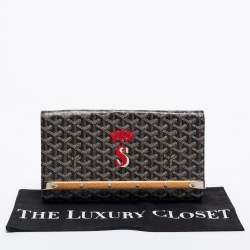 Goyard Black Goyardine Coated Canvas Monte Carlo Bois Clutch