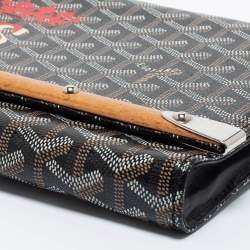 Goyard Black Goyardine Coated Canvas Monte Carlo Bois Clutch