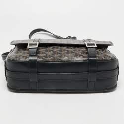 Pre Owned Goyard Black Goyardine Coated Canvas and Leather Belvedere MM Saddle Bag