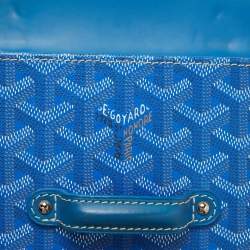 Goyard Blue Goyardine Coated Canvas and Leather Saigon PM Top Handle Bag