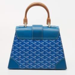 Goyard Blue Goyardine Coated Canvas and Leather Saigon PM Top Handle Bag