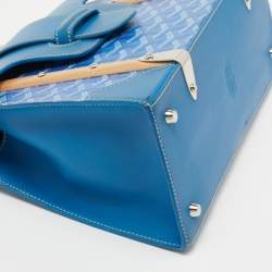 Goyard Blue Goyardine Coated Canvas and Leather Saigon PM Top Handle Bag