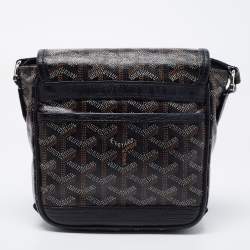 Pre Owned Goyard Black/Brown Goyardine Coated Canvas and Leather Grand Bleu Messenger Bag