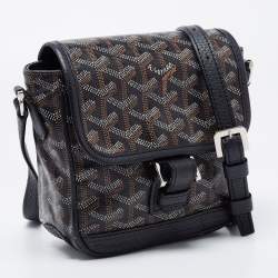 Pre Owned Goyard Black/Brown Goyardine Coated Canvas and Leather Grand Bleu Messenger Bag