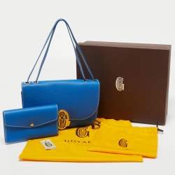 Pre Owned Goyard Blue Ciel Leather 233 Shoulder Bag