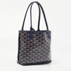 Goyard Navy Blue Goyardine Coated Canvas Anjou Mini Reversible Bag