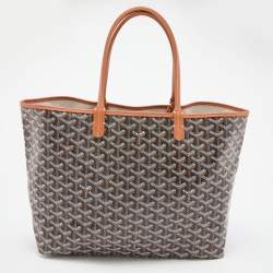 Pre Owned Goyard Black/Brown Goyardine Coated Canvas and Leather Saint Louis PM Tote