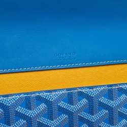 Pre Owned Goyard Blue Goyardine Coated Canvas and Leather Monte Carlo Bois Shoulder Bag