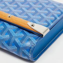 Pre Owned Goyard Blue Goyardine Coated Canvas and Leather Monte Carlo Bois Shoulder Bag