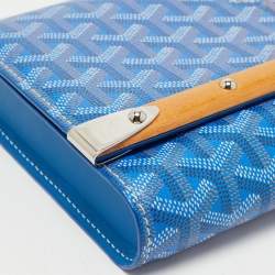Pre Owned Goyard Blue Goyardine Coated Canvas and Leather Monte Carlo Bois Shoulder Bag