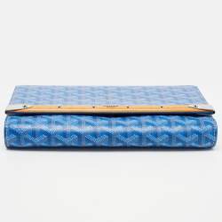 Pre Owned Goyard Blue Goyardine Coated Canvas and Leather Monte Carlo Bois Shoulder Bag