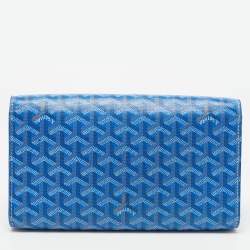 Pre Owned Goyard Blue Goyardine Coated Canvas and Leather Monte Carlo Bois Shoulder Bag