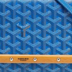 Pre Owned Goyard Blue Goyardine Coated Canvas and Leather Monte Carlo Bois Shoulder Bag