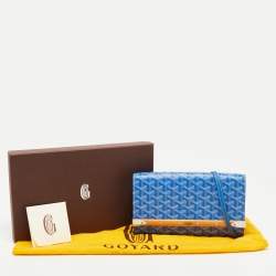 Pre Owned Goyard Blue Goyardine Coated Canvas and Leather Monte Carlo Bois Shoulder Bag