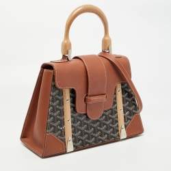 Goyard Brown Coated Canvas and Leather PM Saigon Top Handle Bag