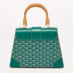 Goyard Green Coated Canvas and Leather PM Saigon Top Handle Bag