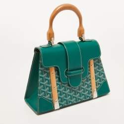 Goyard Green Coated Canvas and Leather PM Saigon Top Handle Bag