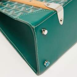 Goyard Green Coated Canvas and Leather PM Saigon Top Handle Bag