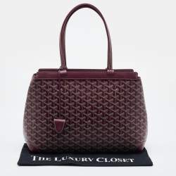 Pre Owned Goyard Burgundy Goyardine Coated Canvas and Leather Bellechasse PM Tote