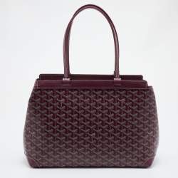 Pre Owned Goyard Burgundy Goyardine Coated Canvas and Leather Bellechasse PM Tote