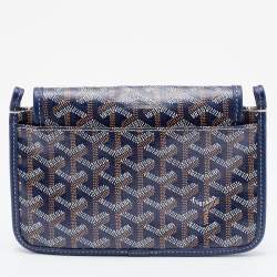 Pre Owned Goyard Blue Goyardine Coated Canvas and Leather Plumet Crossbody Bag
