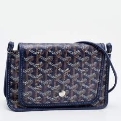 Pre Owned Goyard Blue Goyardine Coated Canvas and Leather Plumet Crossbody Bag