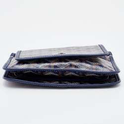Pre Owned Goyard Blue Goyardine Coated Canvas and Leather Plumet Crossbody Bag